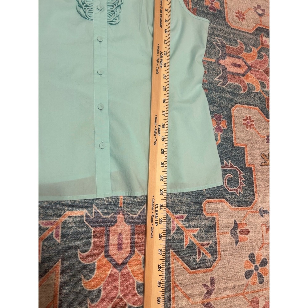 Talbots sz 10 ruffle sleeveless preppy cotton stretch top mint pastel green - Picture 7 of 11